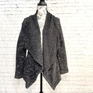 Blanc Noir Open Waterfall Cardigan Black L